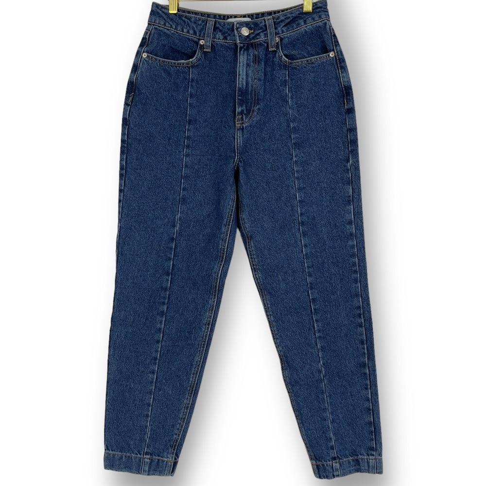 Forever 21 Women's Size 27 Dark Wash Tapered Crop High Rise Denim Blue Jeans